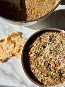 Read more about the article Creamy Tuscan Lentil & Sausage Stew – Hearty, Cozy, & Flavor packed