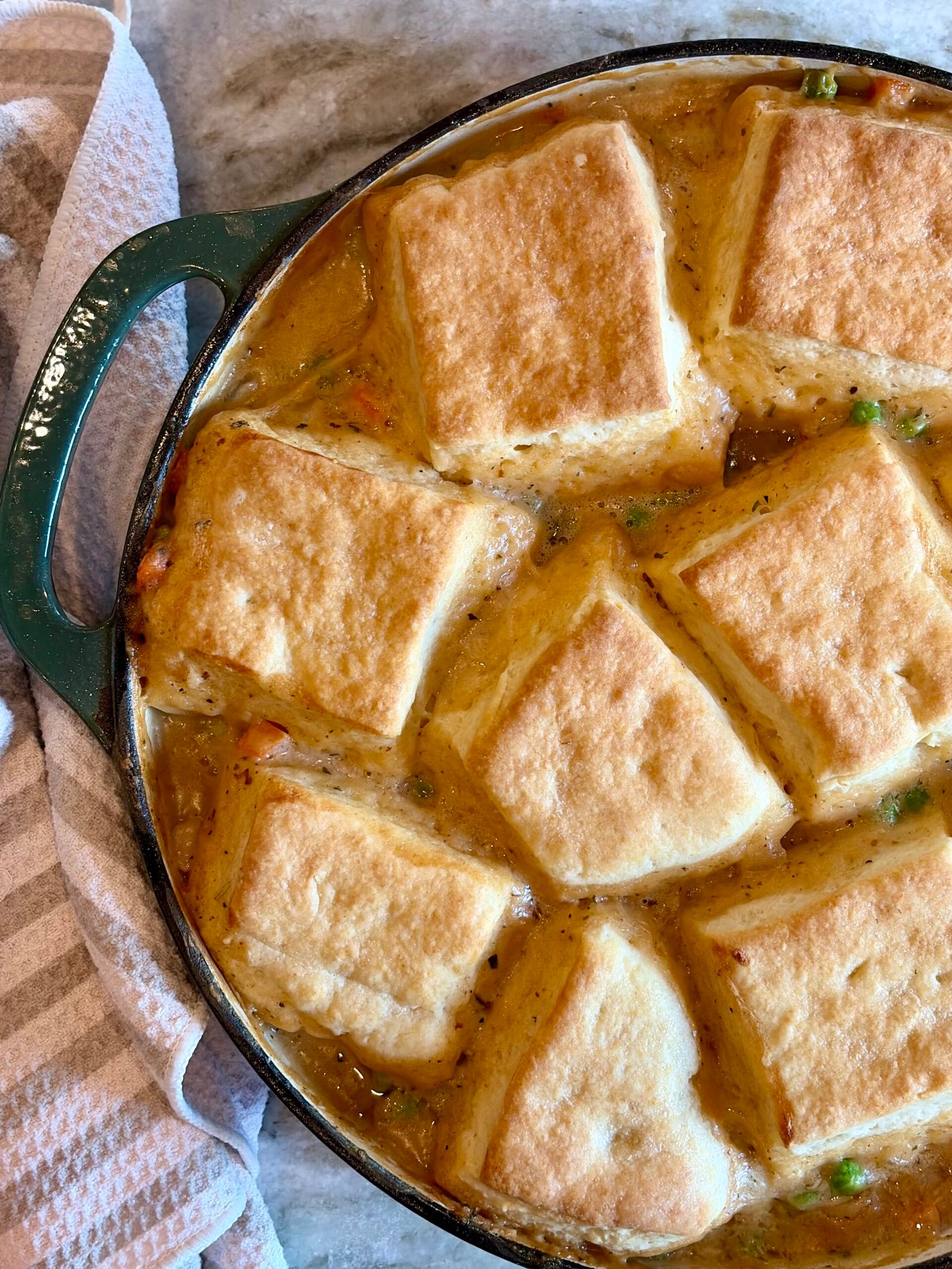 Read more about the article Skillet Chicken Pot Pie with Homemade Buttermilk Biscuits